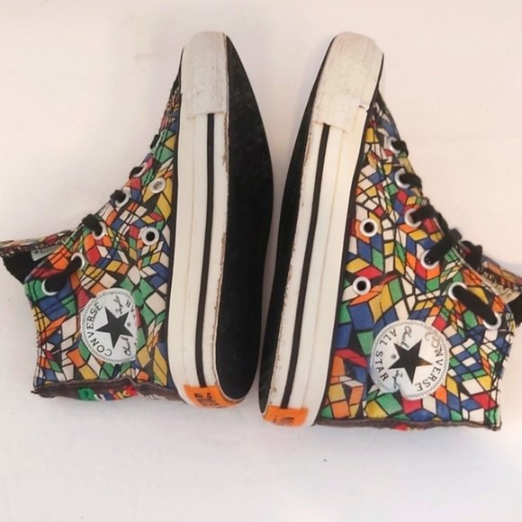 RARE CONVERSE Chuck Taylor All Star Kids Rubiks Cube High Top Sneakers Size 11.5 - Picture 6 of 8